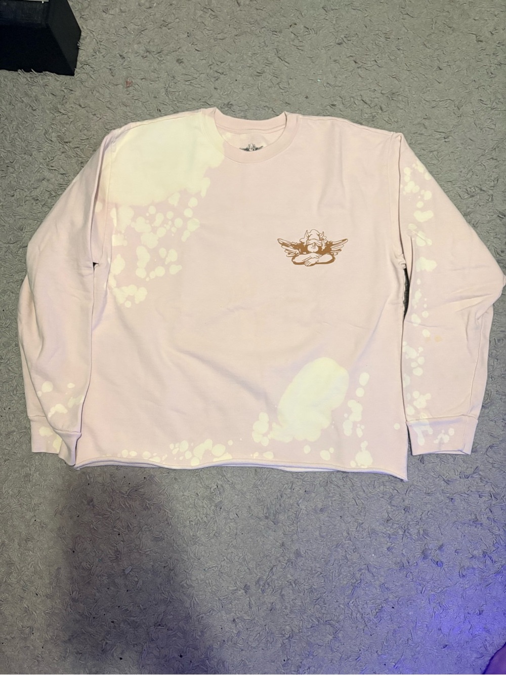 Boys Lie Pale Pink Crewneck Sweatshirt with Angel Graphic